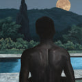 Moonlight 2025 — figure at poolside beneath a full moon, limited edition archival pigment print by South African artist Andrew Kayser
